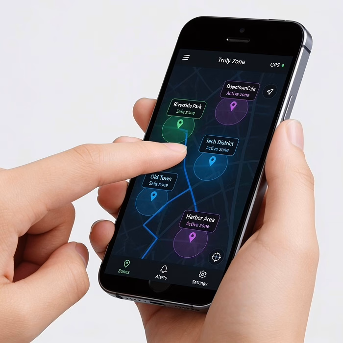 Sicherheitszonen werden auf der Karte in der App festgelegt