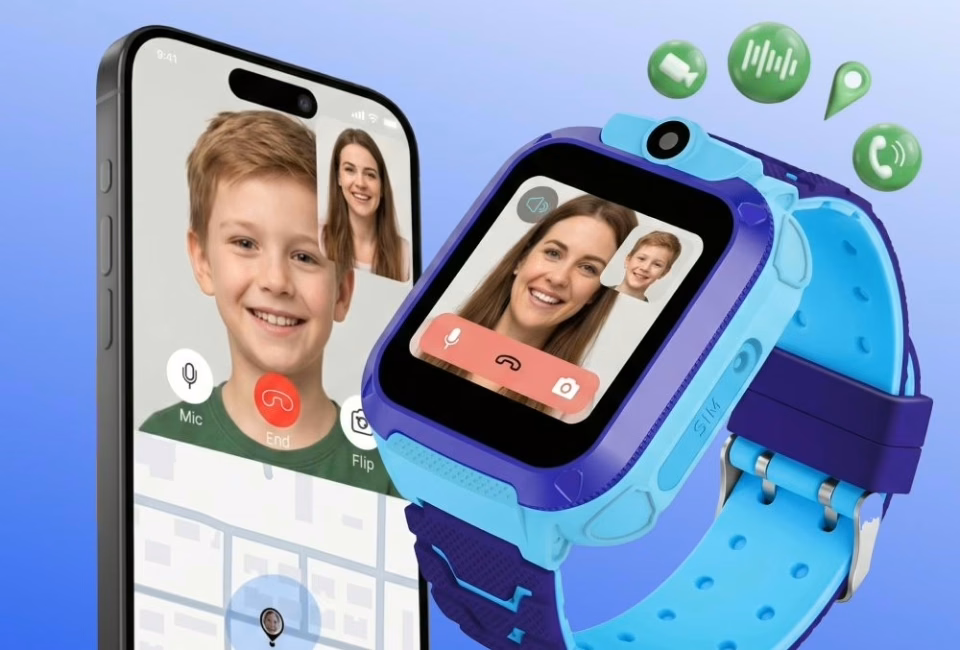 Anruf zwischen der Uhr des Kindes und dem Telefon der Eltern